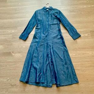 New Zara Linen Blend Chambray Shirtdress